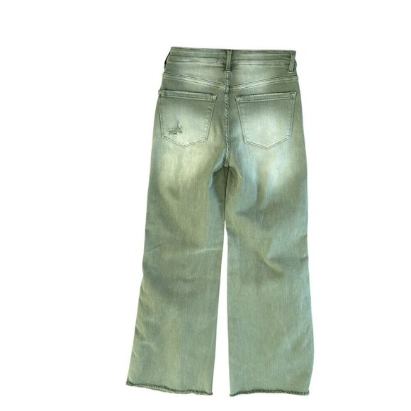 Women's Blakeley Distressed Olive Green Jeans Size 5 Wide Leg Strechy Relaxed - Picture 7 of 7